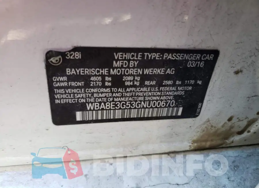 WBA8E3G53GNU00670 Photo# 12