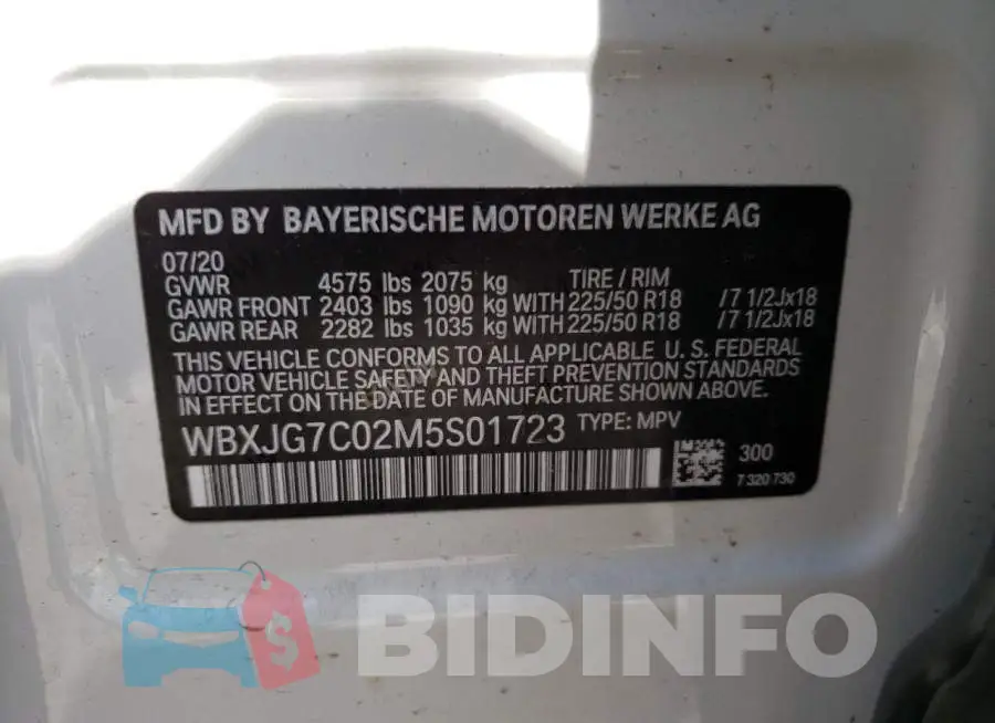 WBXJG7C02M5S01723 Photo# 14