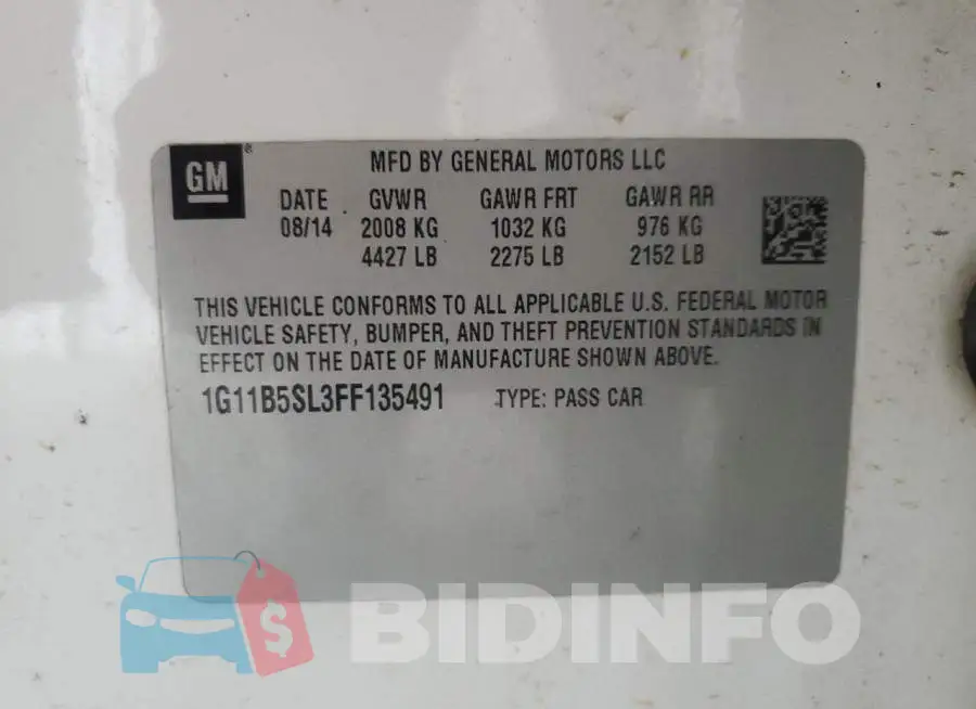 1G11B5SL3FF135491 Photo# 12