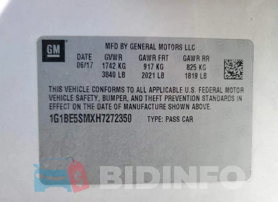 1G1BE5SMXH7272350 Photo# 12