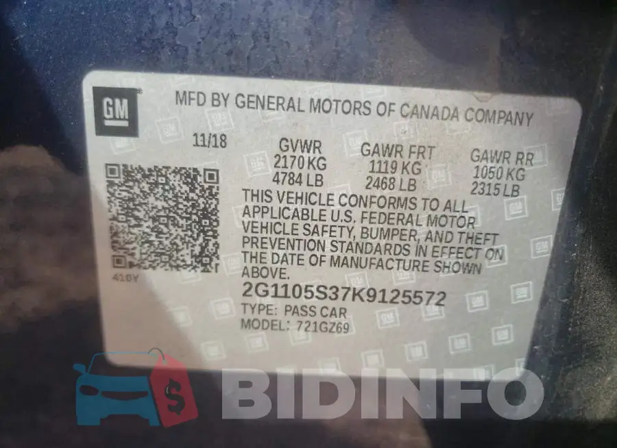 2G1105S37K9125572 Photo# 12