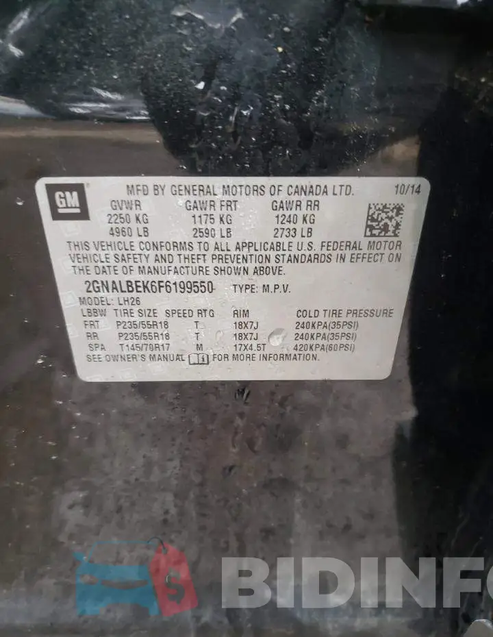 2GNALBEK6F6199550 Photo# 13