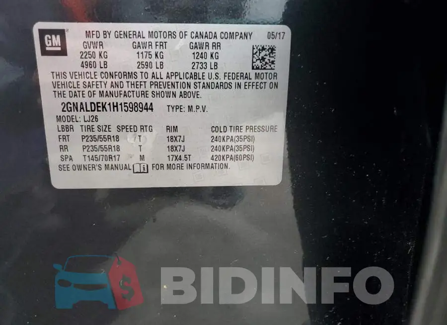 2GNALDEK1H1598944 Photo# 13