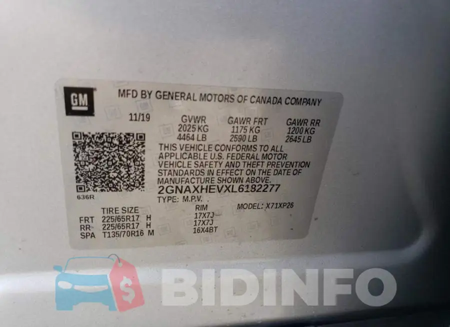 2GNAXHEVXL6182277 Photo# 13
