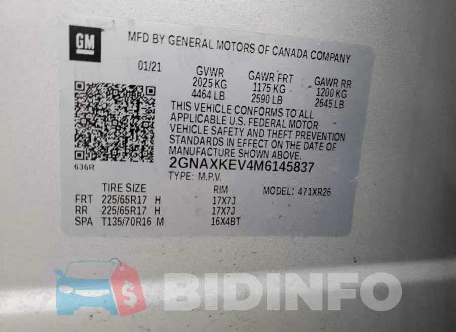 2GNAXKEV4M6145837 Photo# 13