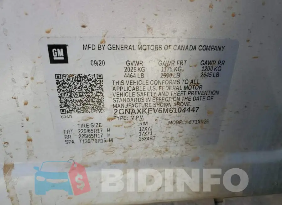 2GNAXKEV6M6104447 Photo# 13