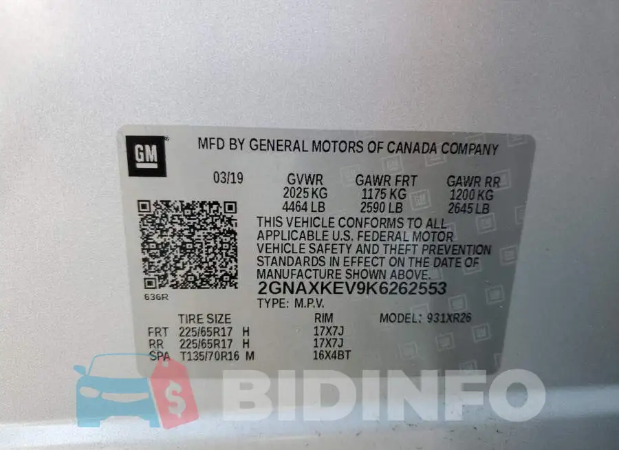 2GNAXKEV9K6262553 Photo# 12