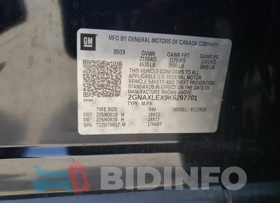 2GNAXLEX9K6297701 Photo# 13