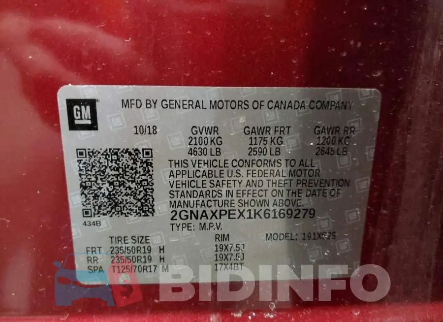 2GNAXPEX1K6169279 Photo# 12