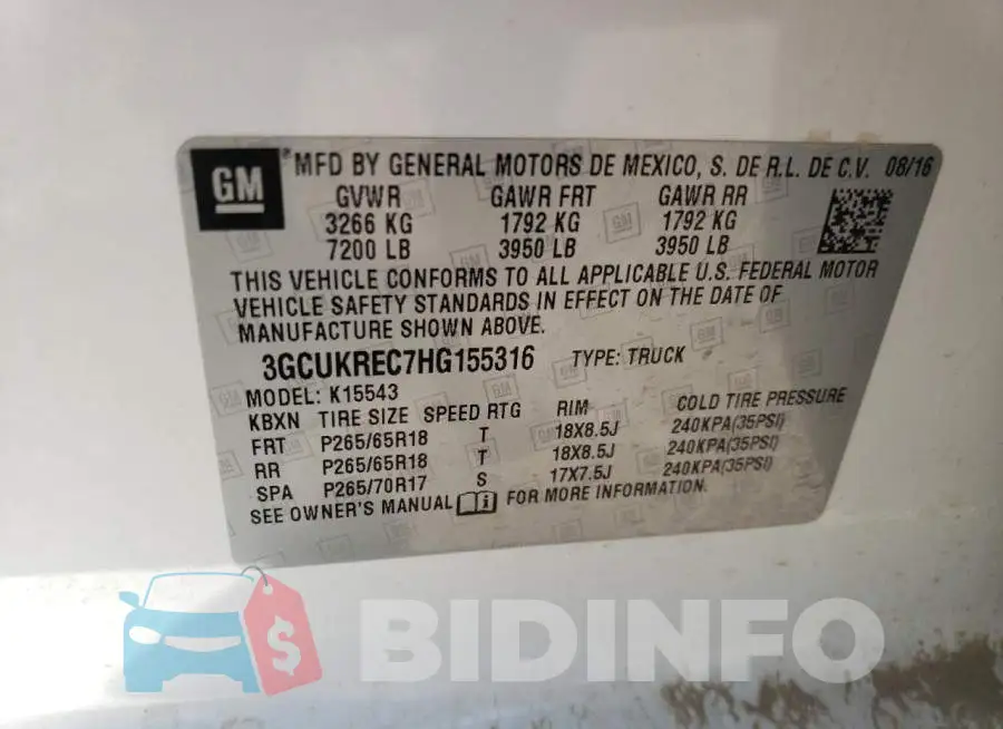 3GCUKREC7HG155316 Photo# 12