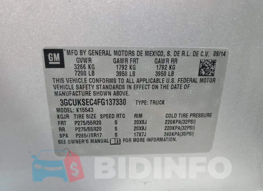 3GCUKSEC4FG137330 Photo# 12