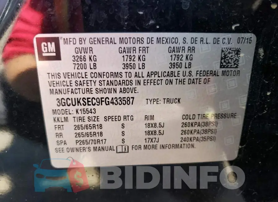 3GCUKSEC9FG433587 Photo# 13
