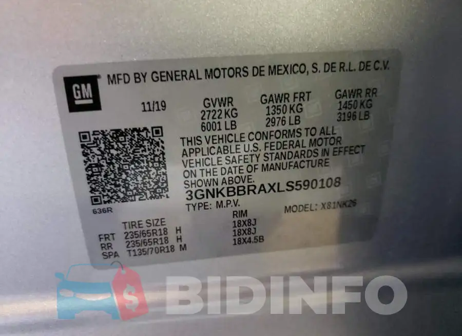 3GNKBBRAXLS590108 Photo# 12