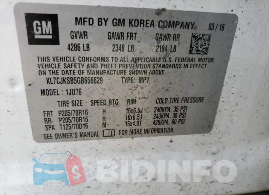 KL7CJKSB5GB656629 Photo# 12