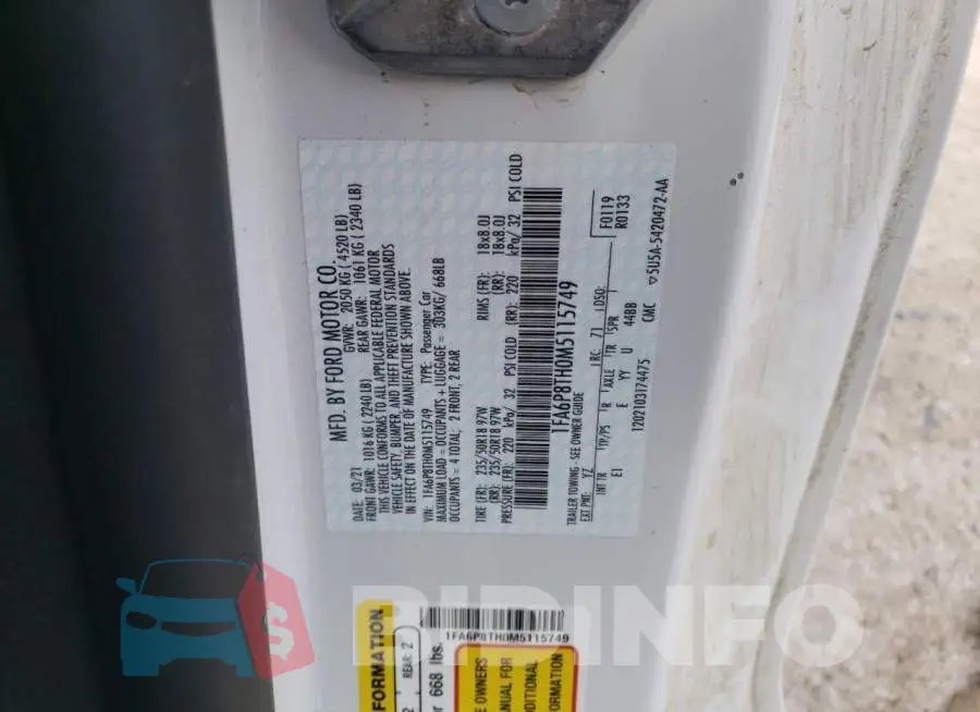 1FA6P8TH0M5115749 Photo# 13