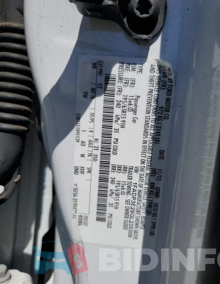 1FADP3E29GL235309 Photo# 12