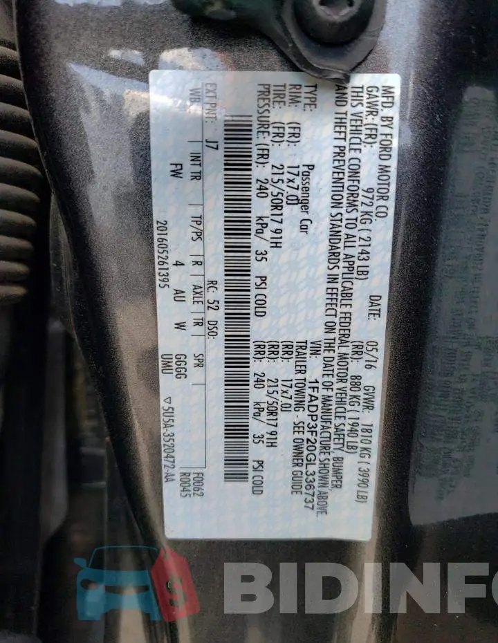 1FADP3F20GL336737 Photo# 12