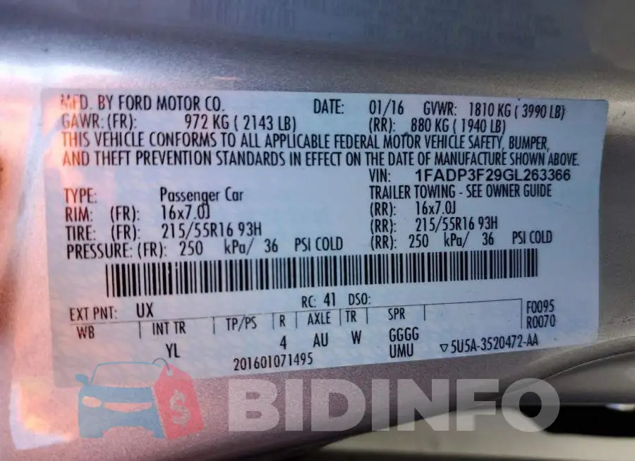 1FADP3F29GL263366 Photo# 12