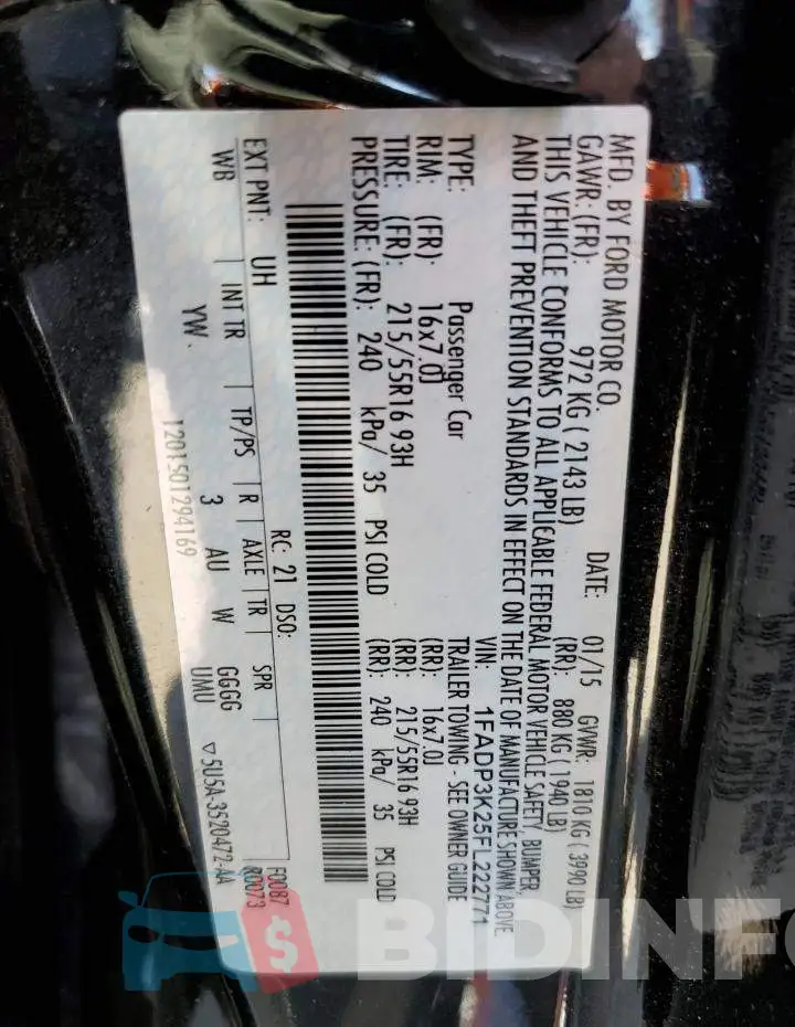 1FADP3K25FL222771 Photo# 12