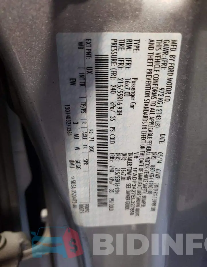 1FADP3K27EL327858 Photo# 12
