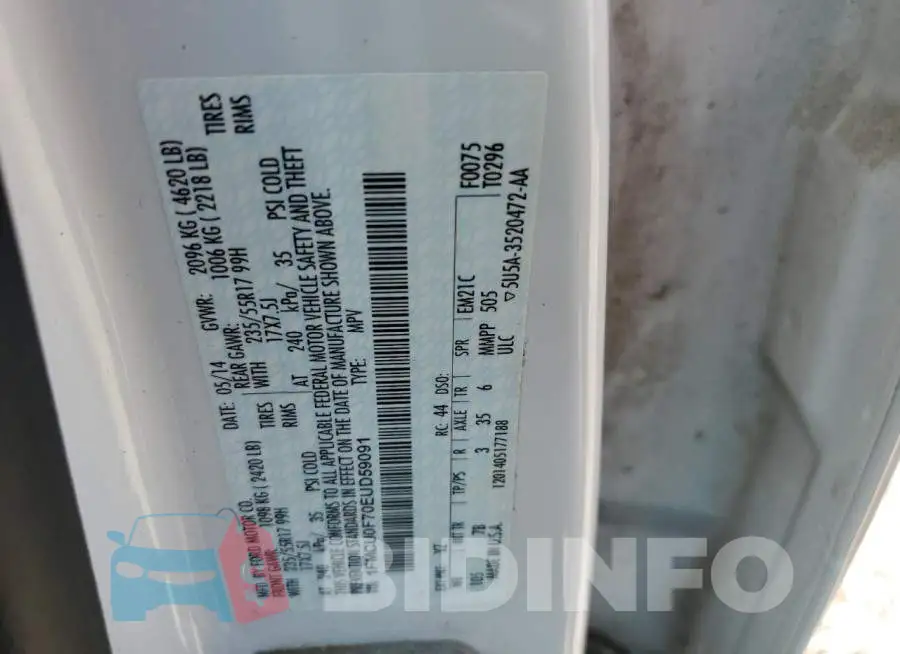 1FMCU0F70EUD59091 Photo# 13