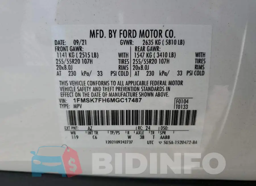 1FMSK7FH6MGC17487 Photo# 13