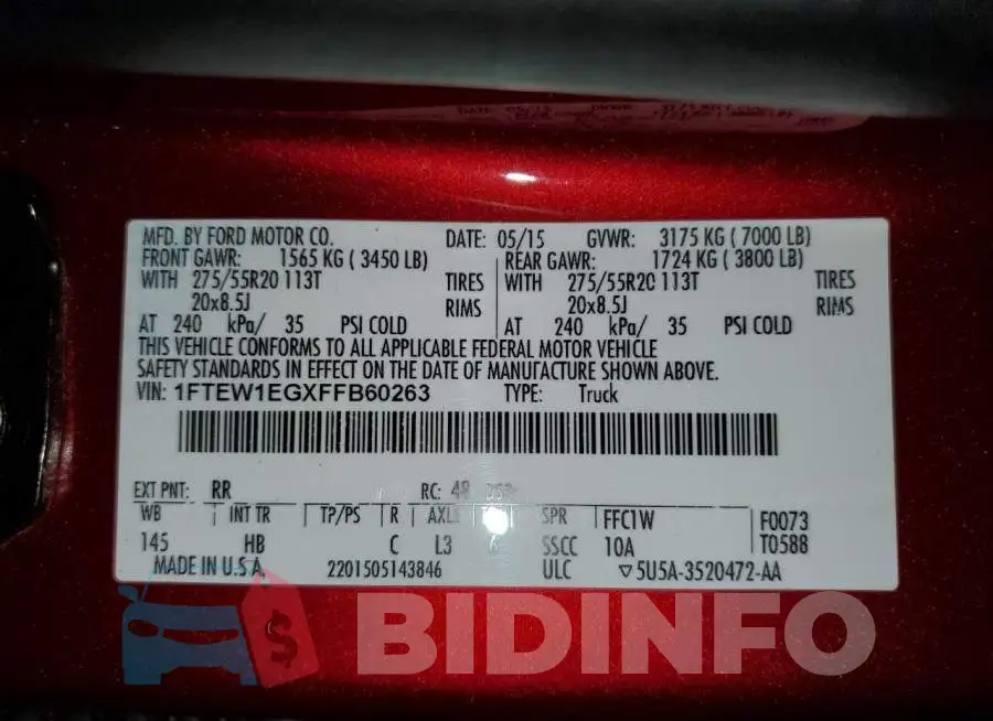 1FTEW1EGXFFB60263 Photo# 13