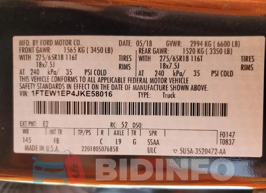 1FTEW1EP4JKE58016 Photo# 12