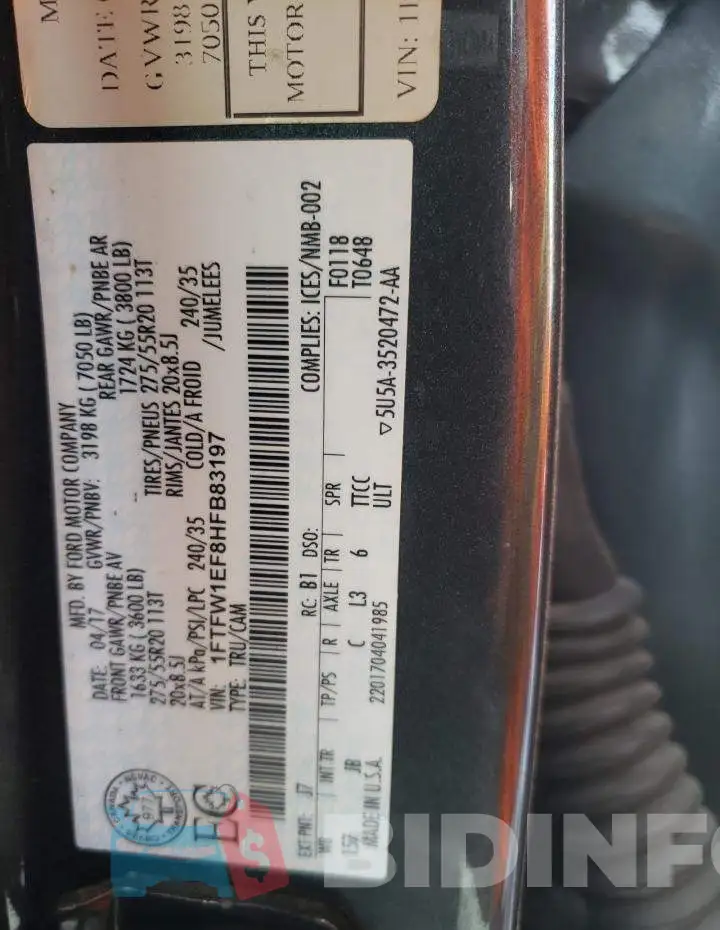 1FTFW1EF8HFB83197 Photo# 12