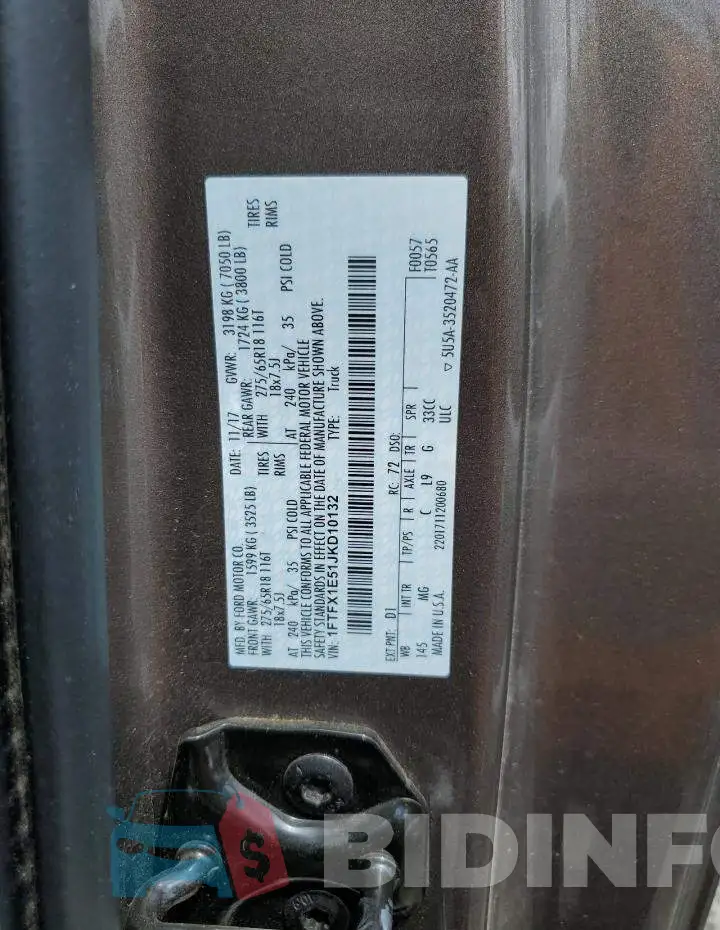 1FTFX1E51JKD10132 Photo# 12