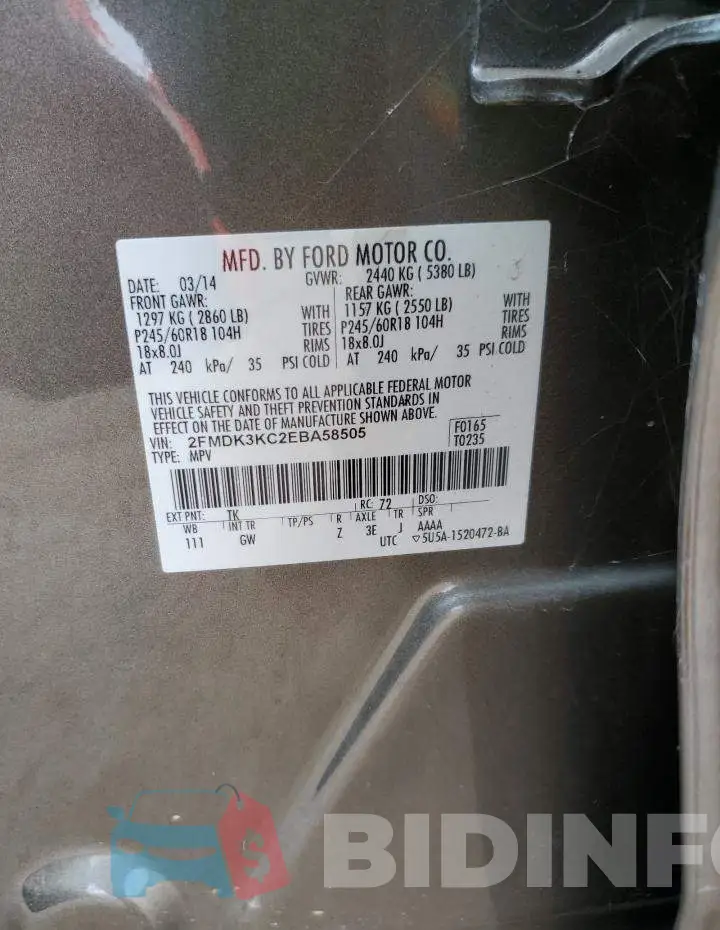 2FMDK3KC2EBA58505 Photo# 13