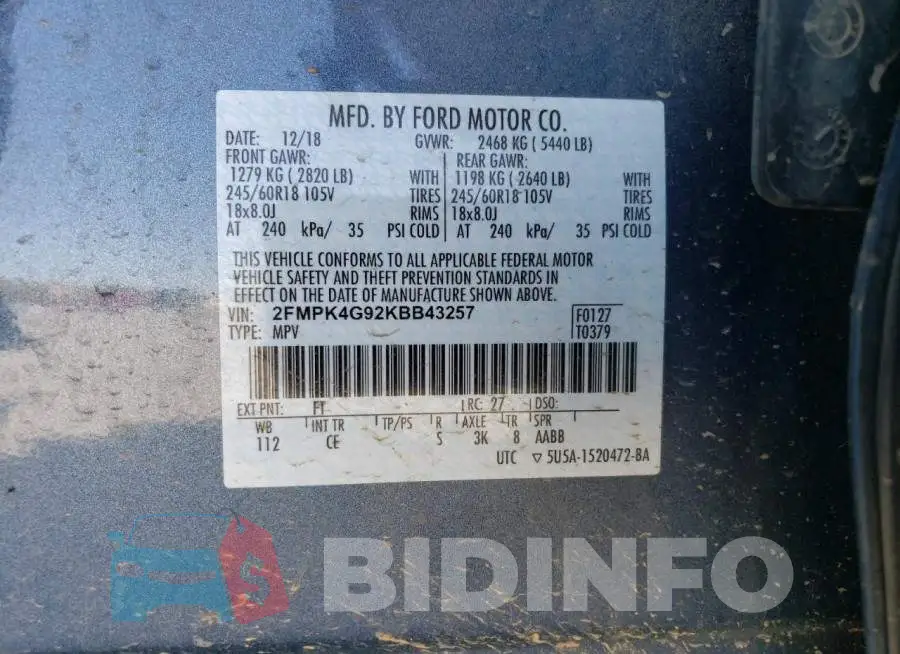 2FMPK4G92KBB43257 Photo# 12