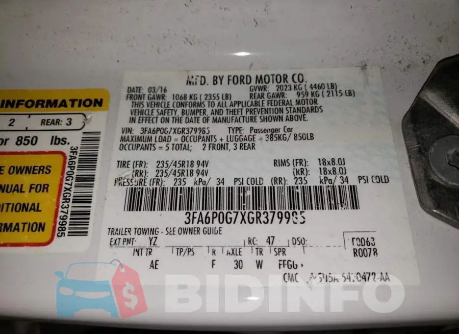 3FA6P0G7XGR379985 Photo# 12