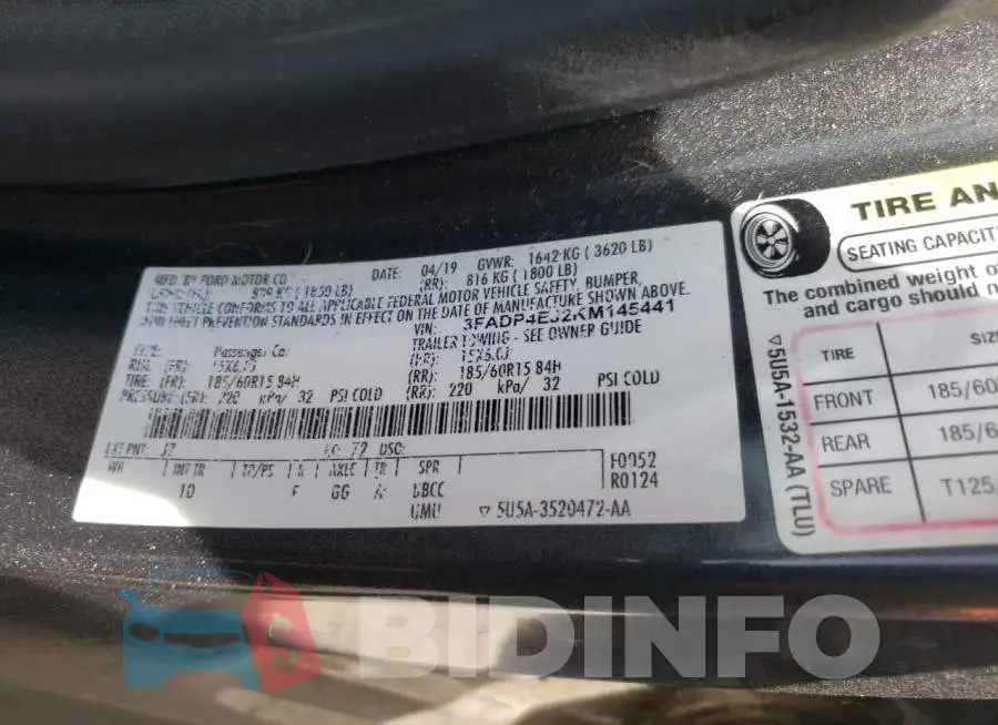 3FADP4EJ2KM145441 Photo# 12