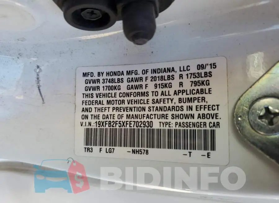 19XFB2F5XFE702930 Photo# 13