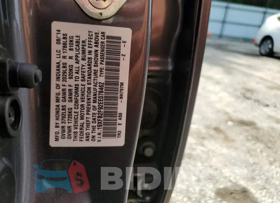 19XFB2F92EE078462 Photo# 12