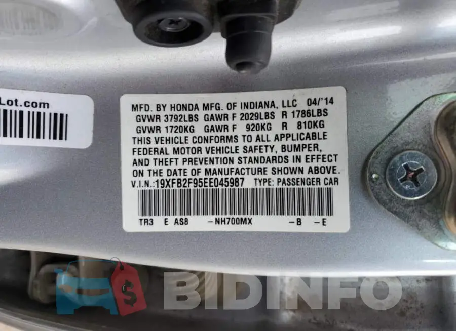 19XFB2F95EE045987 Photo# 12
