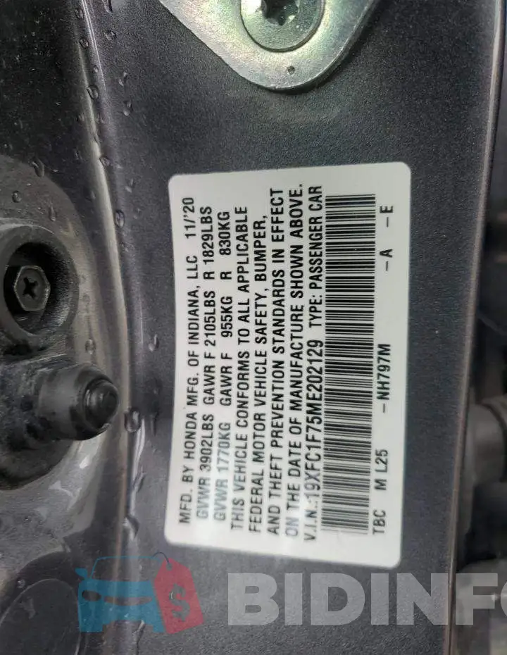 19XFC1F75ME202129 Photo# 12