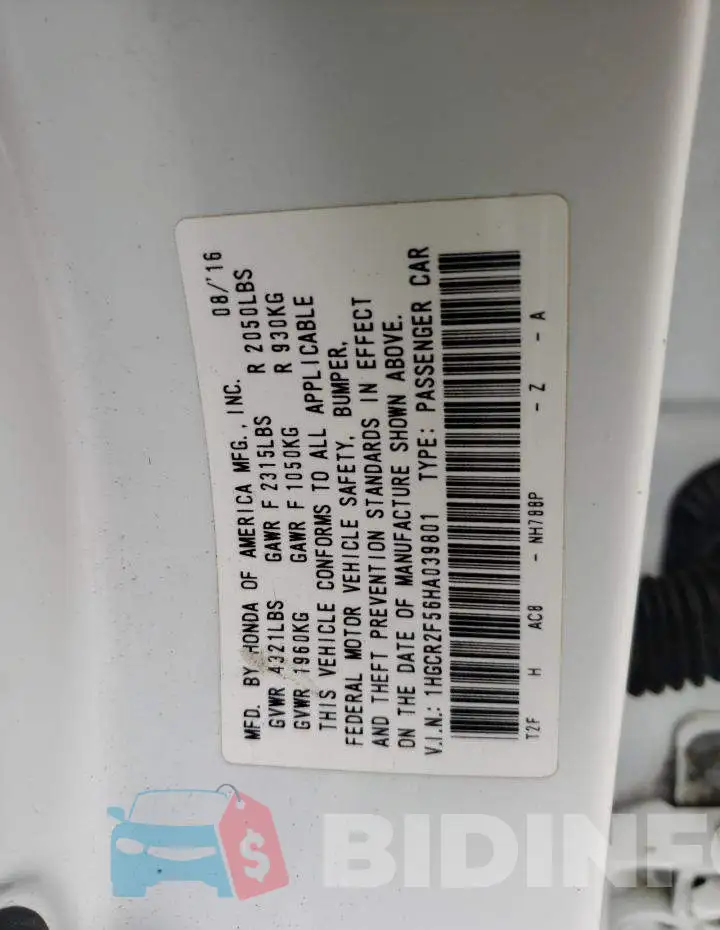 1HGCR2F56HA039801 Photo# 12