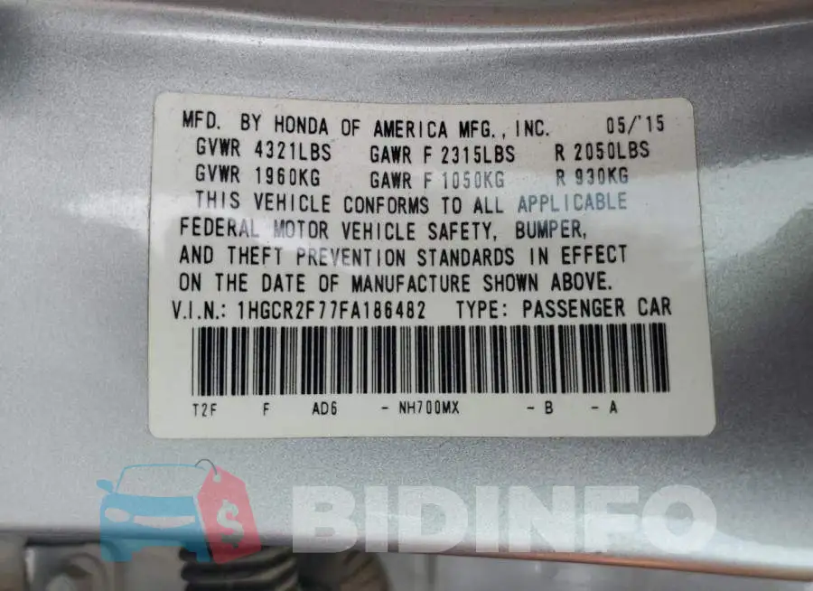 1HGCR2F77FA186482 Photo# 12