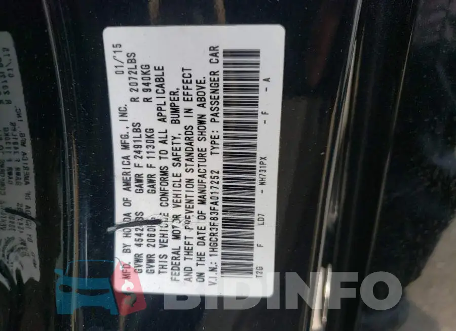 1HGCR3F83FA017252 Photo# 12