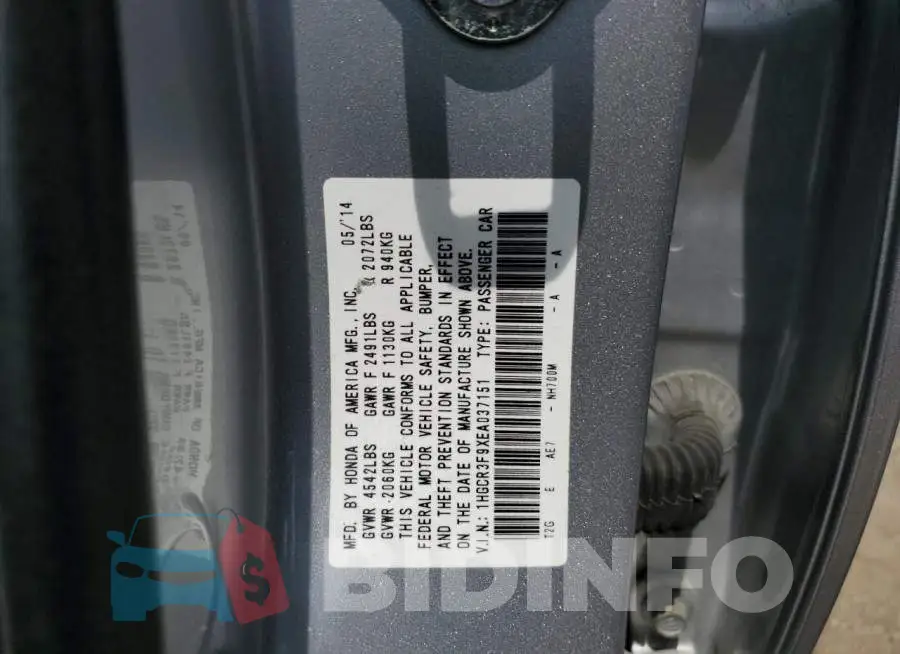 1HGCR3F9XEA037151 Photo# 12