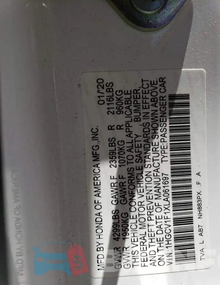 1HGCV1F1XLA061697 Photo# 12