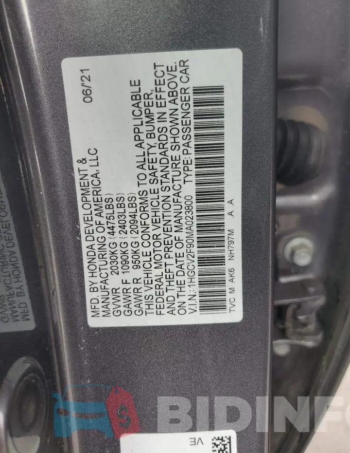1HGCV2F90MA023800 Photo# 12