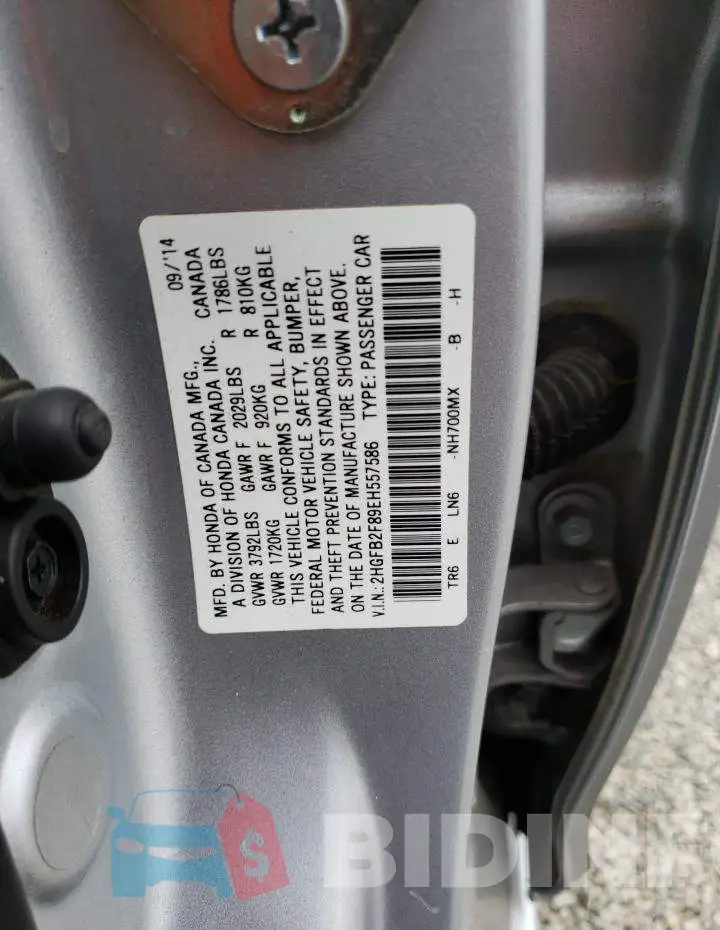2HGFB2F89EH557586 Photo# 12
