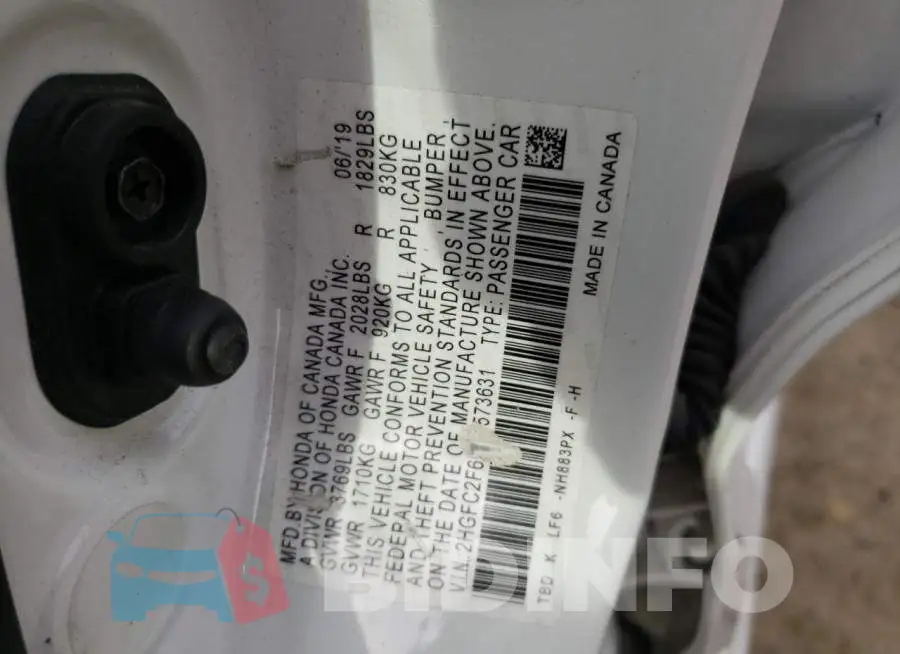2HGFC2F63KH573631 Photo# 10