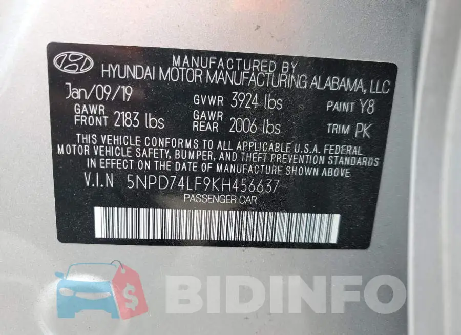 5NPD74LF9KH456637 Photo# 12