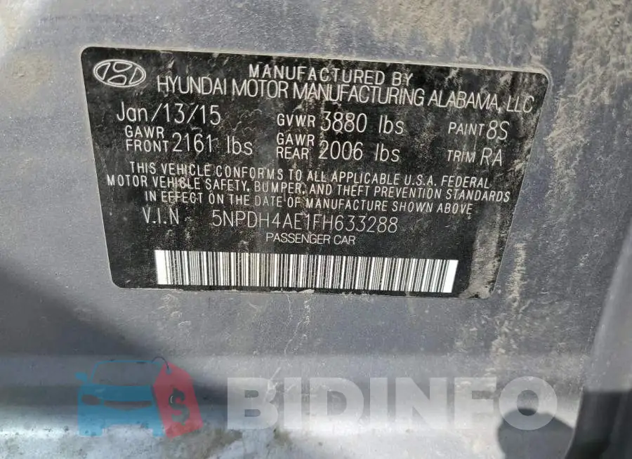 5NPDH4AE1FH633288 Photo# 12