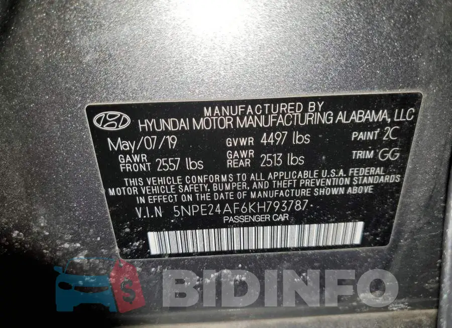 5NPE24AF6KH793787 Photo# 12