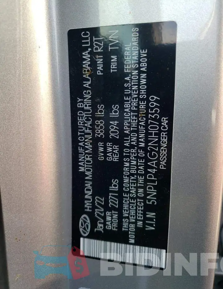 5NPLP4AG2NH073599 Photo# 13